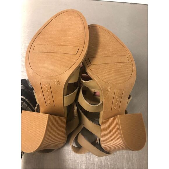 American Eagle Women’s Tan Open Toe Strappy Heels with Buckle Size 8.5 NWT - Picture 7 of 10